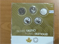 2020 Cdn Numis-Tastic 5 Coin $.25-Diff Finishes