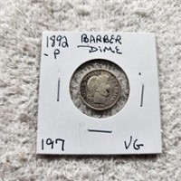 1892P Barber Dime VG