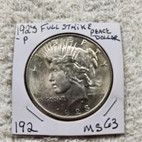 1923P Peace Dollar Full Strike MS63