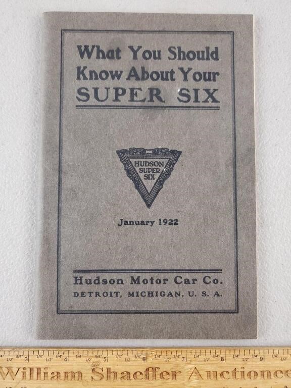 1922 Hudson Motor Co Super Six Manual