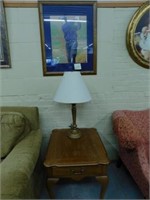 Oak End Table w/ Table Lamp & David Duval Golf -
