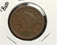 1850 Braided Hair Cent Coin