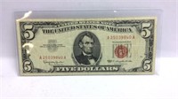 1963 Red Seal Five Dollar Bill