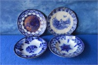 Four Pieces of Flow Blue China