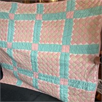 Hand Sewn Diamond Pattern Quilt