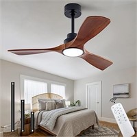 Qutwob 60" Wood Ceiling Fan With Lights Remote Co
