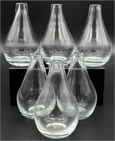 6 Blown Glass Teardrop Vases