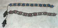 (2) Vintage Silver Tone Panel Bracelets