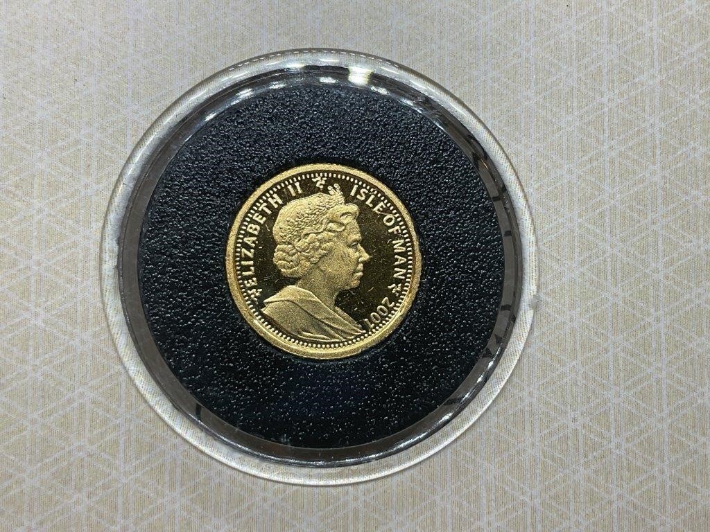 2001 Isle of Man 1/25 ounce gold cat