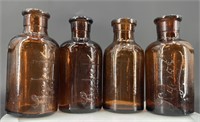 4 Antique Brown Lysol Bottles
