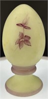 Fenton Purple Hp Roses On Custard Pedestal Egg By
