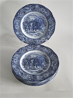 ANTIQUE 7 PIECE LIBERTY BLUE STAFFORDSHIRE IRONSTO