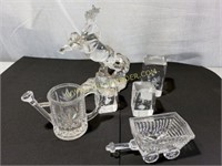 Etched Paperweights, Horse, Watering Can & Wagon
