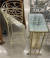 Cast Iron & Glass Patio Table & Metal Planter