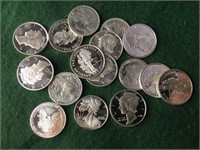 17- 1/10 Troy oz Silver Rounds