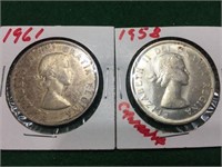 2- Canadian Silver Dollars