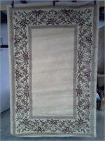 Ivory Floral Border Area Rug-