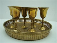 Brass Cordial Set with Serving Tray