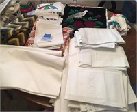 Large lot of pillowcases, table cloths