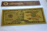 24K Gold Replica USA $50 Bill Double Sided