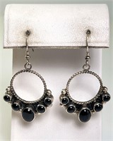 Large Sterling Black Onyx Earrings 10 Grams Twt