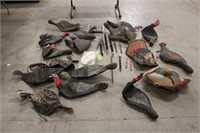 Tote of Assorted Turkey Decoys