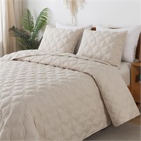 Litanika Beige California King Quilt Set - 3Pc