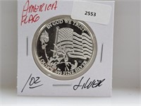 1oz .999 Silver American Flag Round