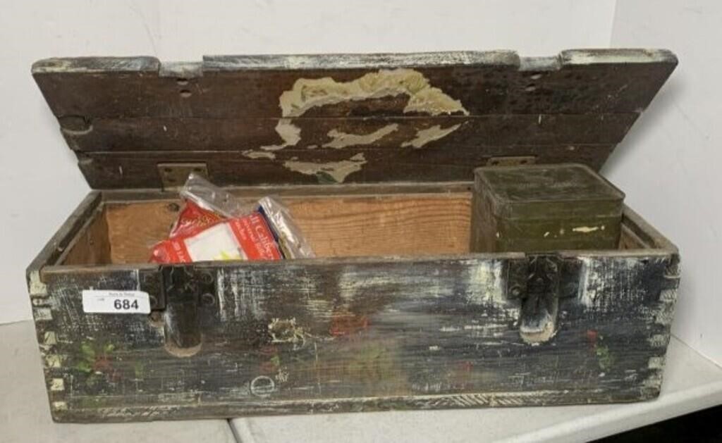 Wood Crate of Ammo & Reloading Items