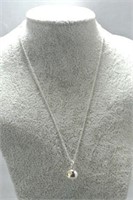 Sterling Diamond Apple Shaped Pendant Necklace