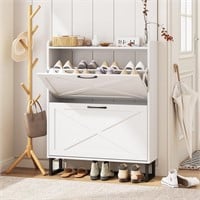 Maupvit Shoe Cabinet with 2 Flip Drawers,