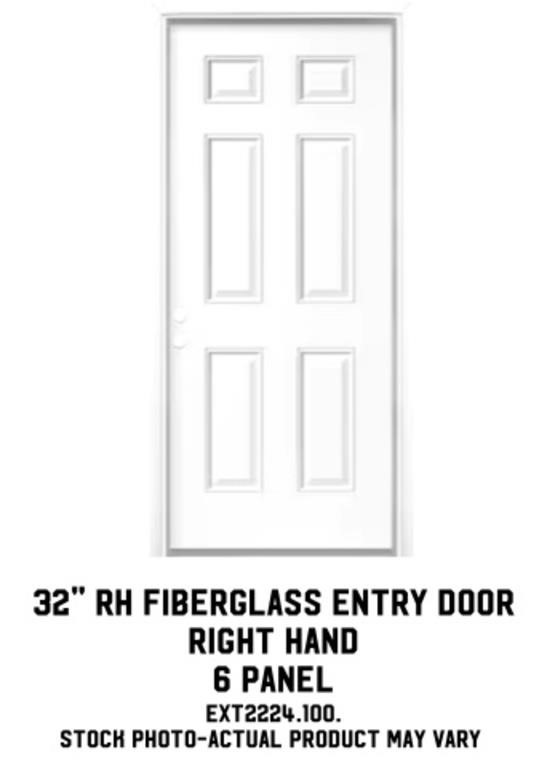 32" RH 6-Panel Fiberglass Entry Door