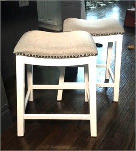 Pair of Upholstered Saddle Stools