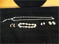 Vintage Silver Tone Bracelet, Necklace & Earrings