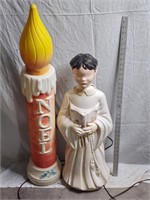 Blow Mold Caroler and Noel Candle