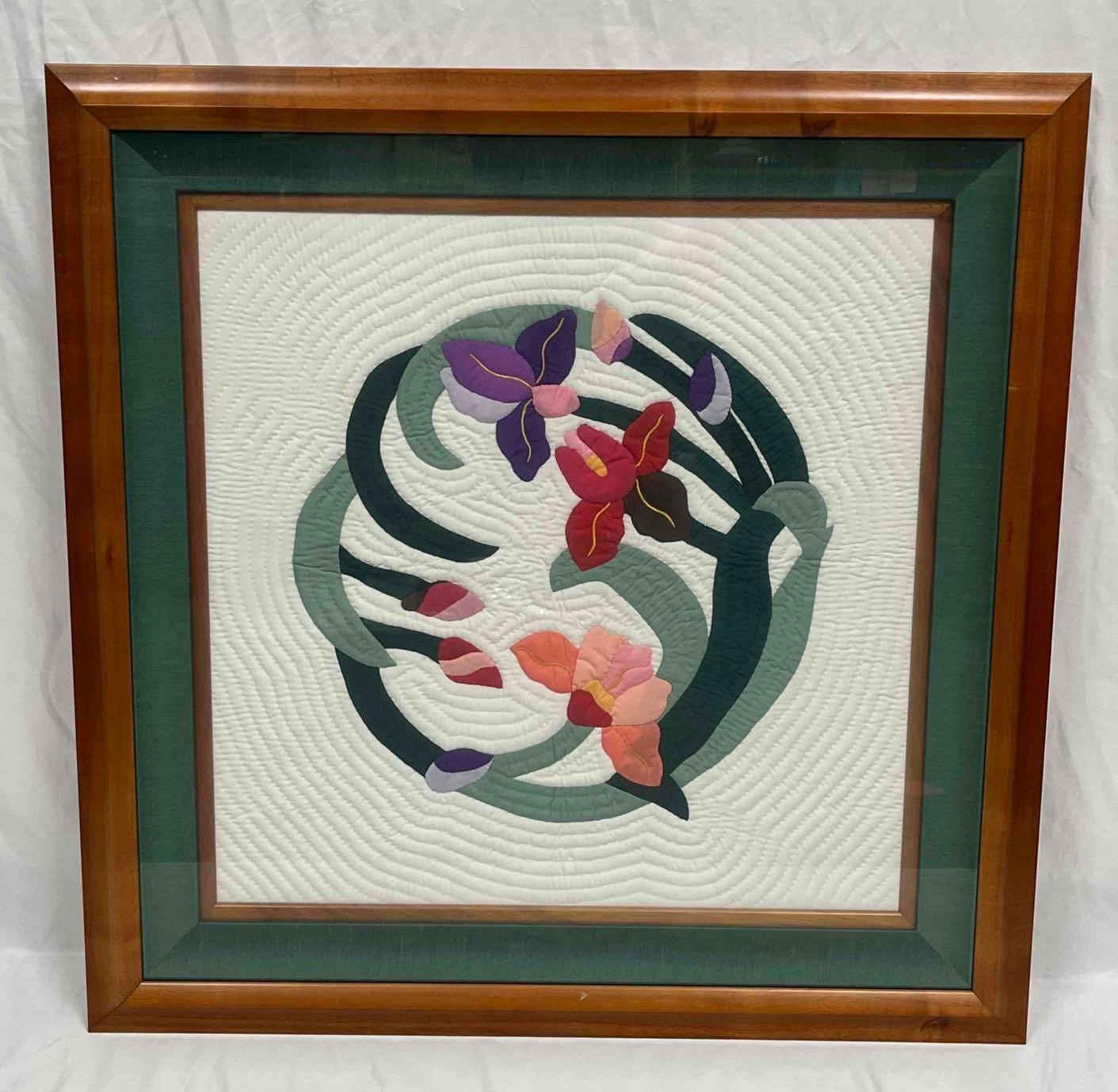 Large Framed Flower Quilt Square