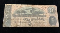 Confederate Currency $5 Note