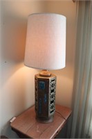 MCM Vintage Lamp. Ceramic Blue Accents Works!