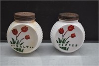 Fire King Tulip Milk Glass Shakers