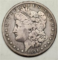 1894-S Morgan Silver Dollar, AU Toned