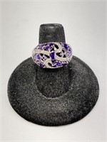 Sterling Amethyst Dome Ring 7 gr Size 5.75