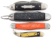 4 Vintage Pocket Knives - Camco, Kamp-King, Scout