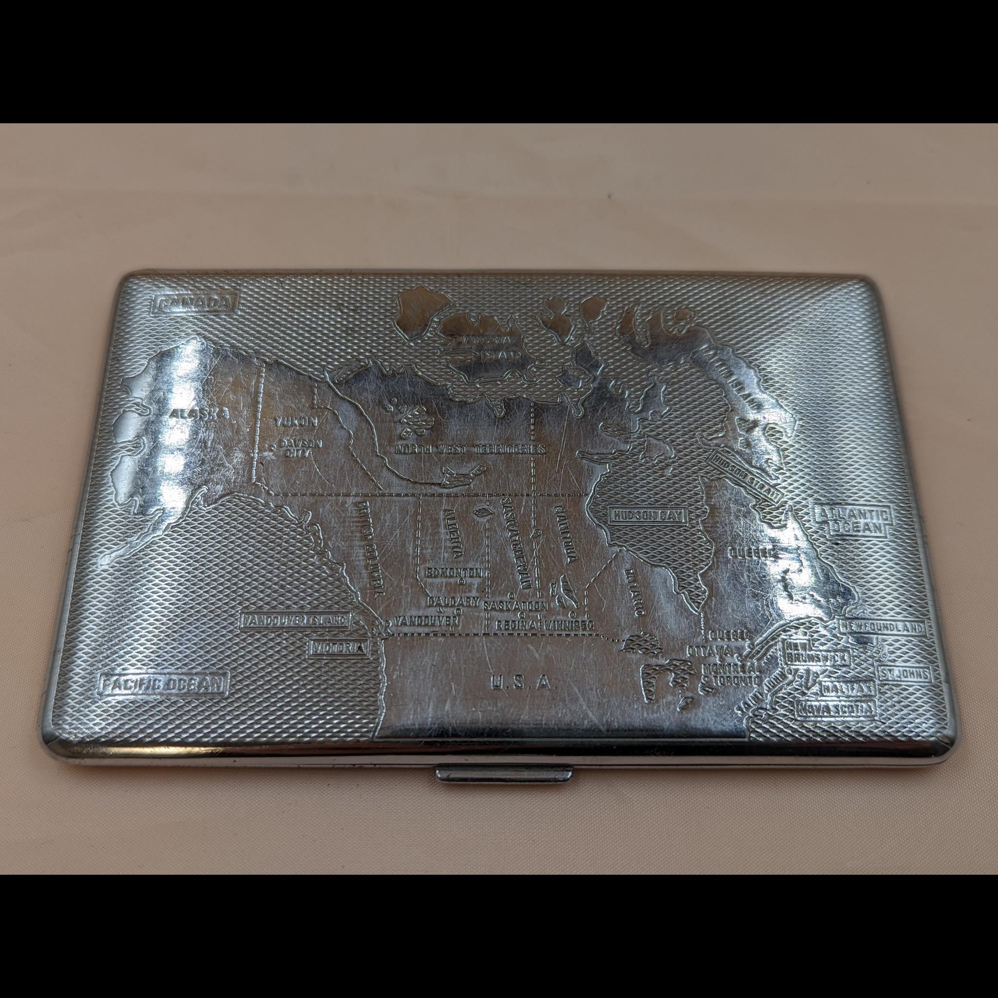 Vintage Cigarette Case with Map of Canada