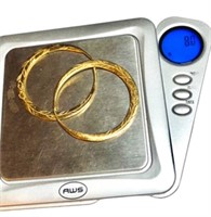 14k gold large Hoop pierced earrings 8 grams