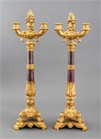 Louis Philippe Ormolu and Marble Candelabra, Pair