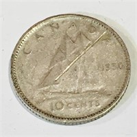 Silver 1950 Canada 10 Cent Coin