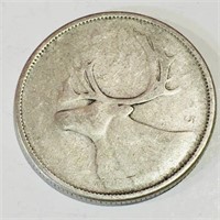 Silver 1955 Canada 25 Cent Coin