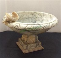 Marble carved birdbath - table top size measuring