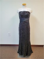 New $1,295 Badgley Mischka Black Sequin Gown - 6