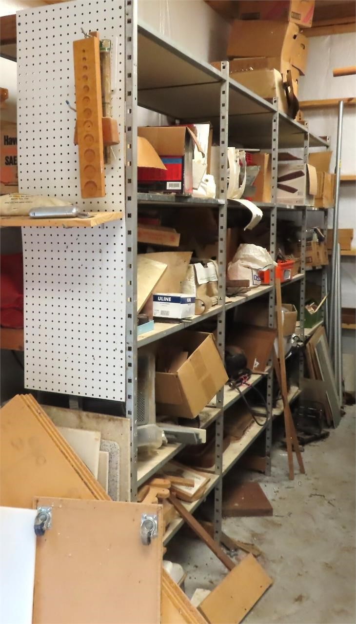 Back Wall Shelving and Contents incl. Quantity